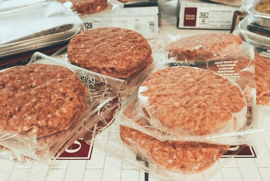 Meaty burger patties from Omaha Steaks individually packaged - uncooked