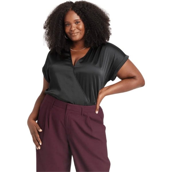 Short Sleeve Woven Bodysuit