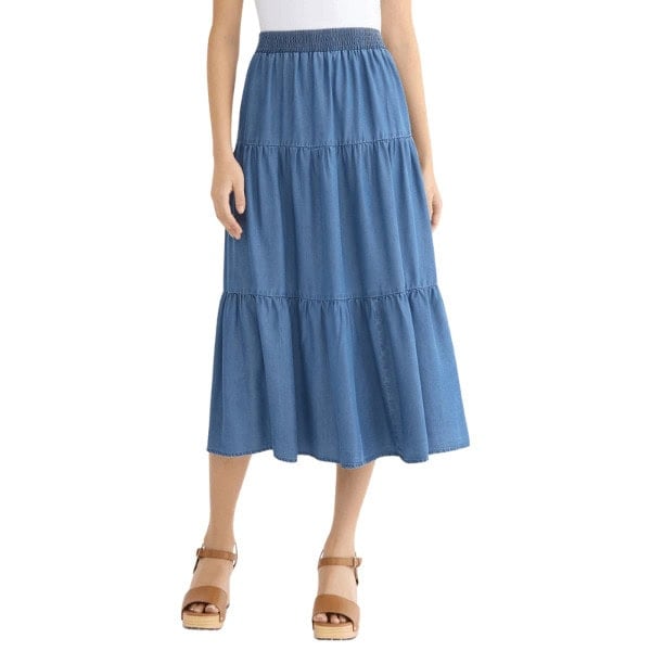 Tiered Denim Midi Skirt - Pioneer Woman Clothing