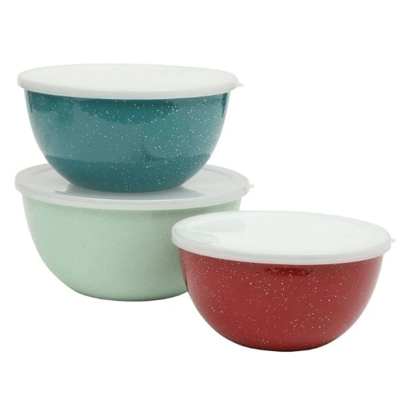 6-Piece Enamel on Steel Mixing Bowls with Lids