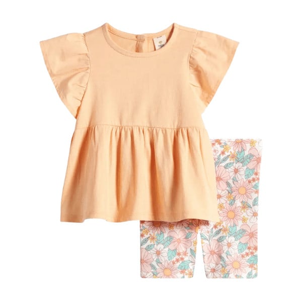 Flutter Sleeve Top & Bike Shorts