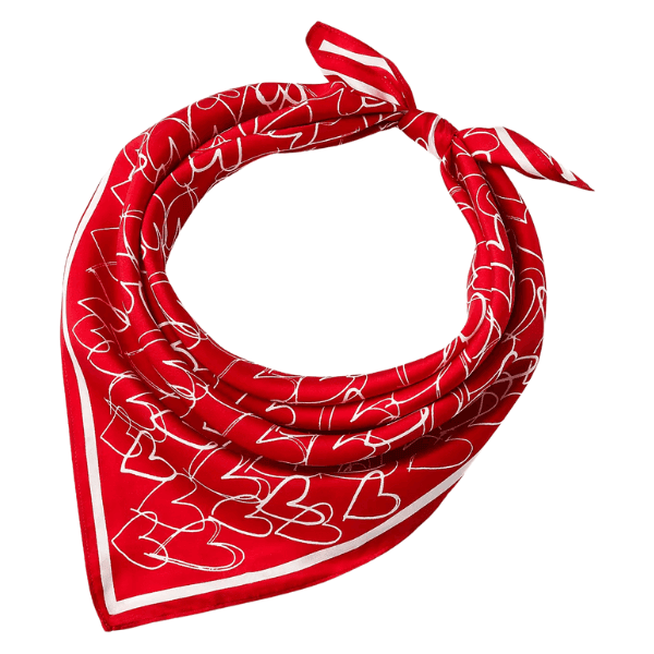 Sketched Heart Silk Square Scarf