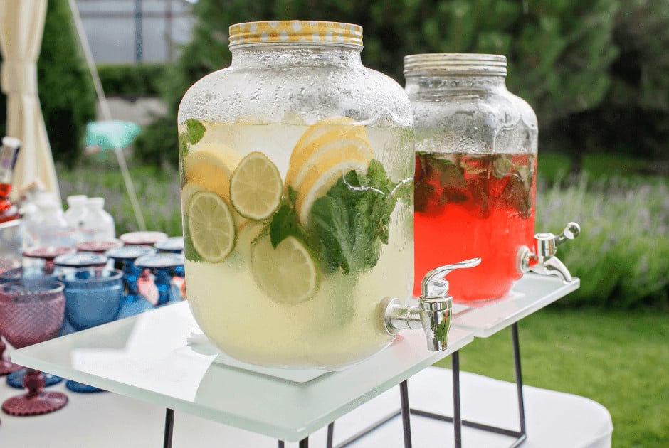 Two cold glass pitchers