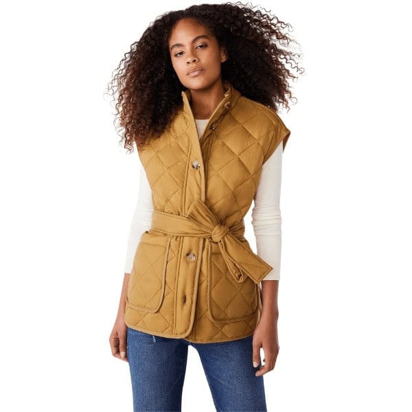 Women's Quilted Vest with Belt