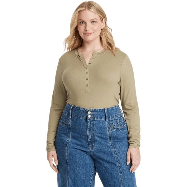 Long Sleeve Henley Neck T-Shirt