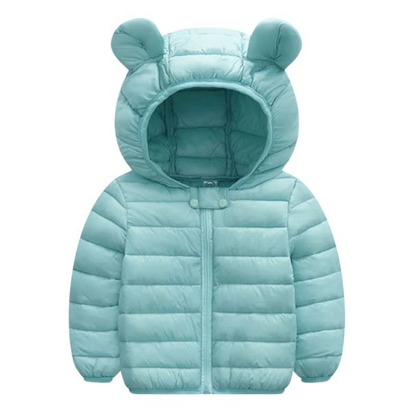 Stylish 3D Ear Print Solid Hooded Coat