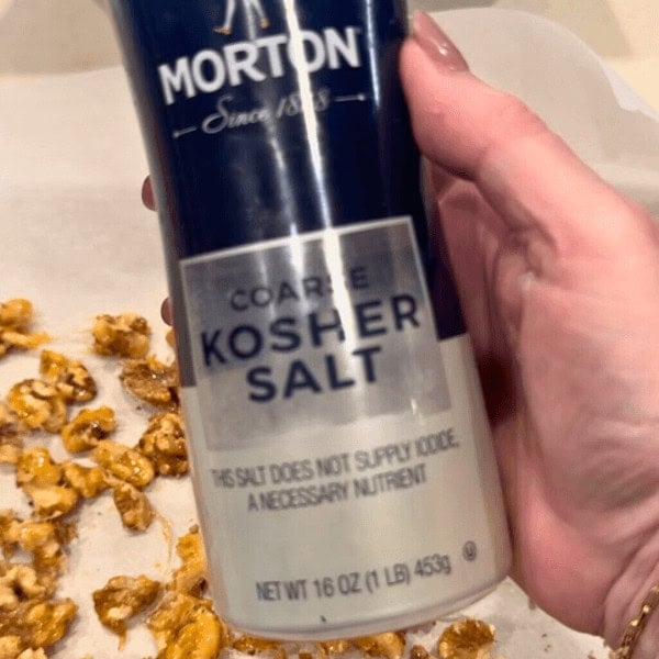 A closeup of kosher salt