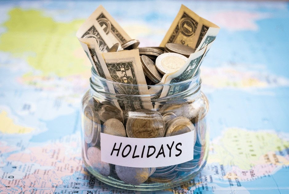 A jar filled with money for holidays
