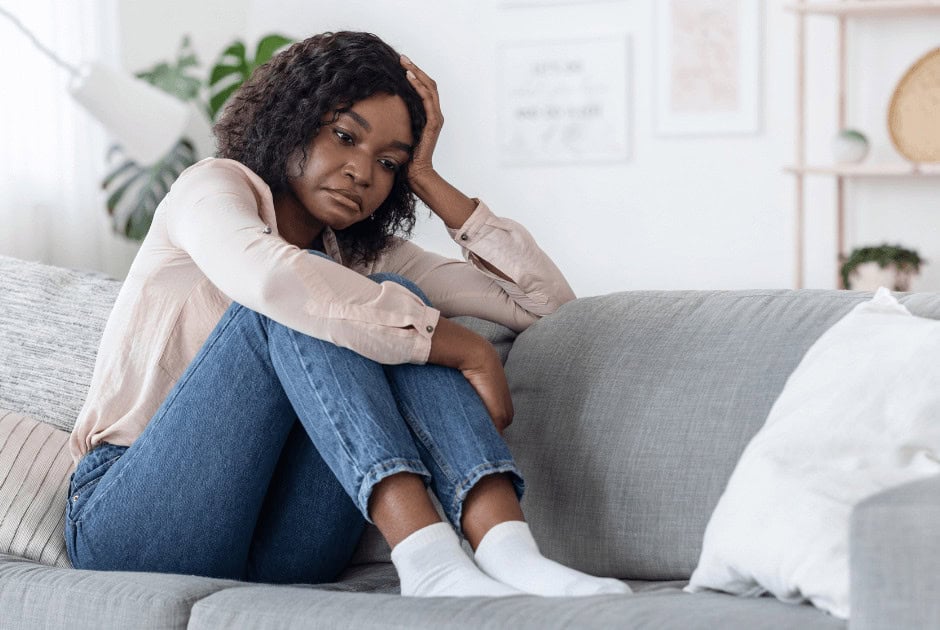 A woman thinking about her feelings