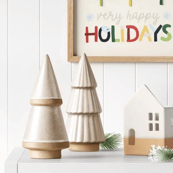Fluted Ceramic Christmas Tree Figurine