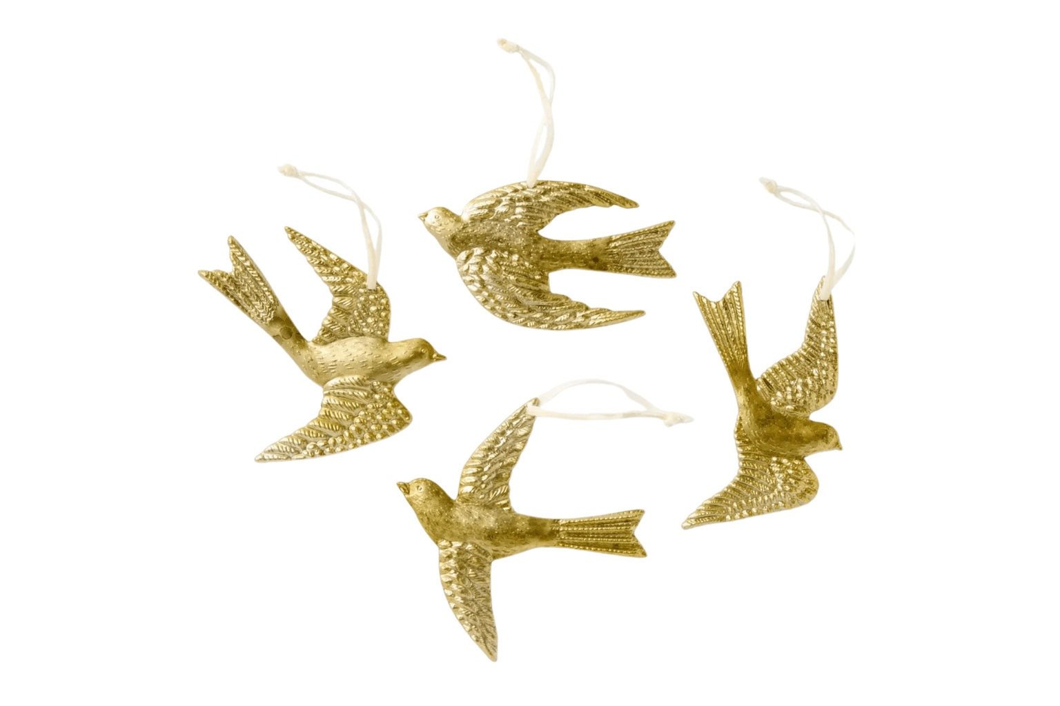 Hammered Gold Metal Bird Ornaments