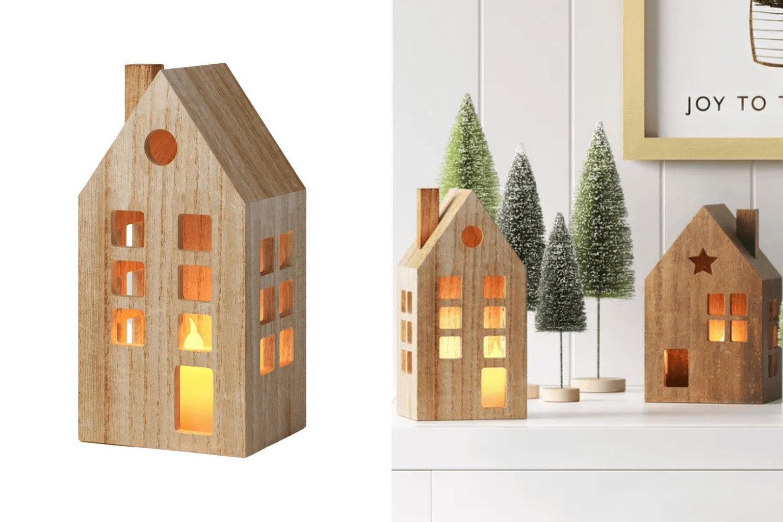 Lit Wood House with Round Window Christmas Village Building - Christmas Mantle Decor From Target's Popular Designers, Starting at Only $5