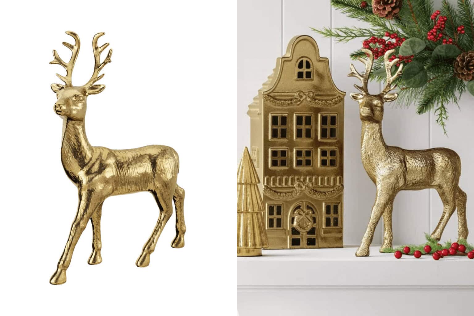 Metallic Deer Christmas Animal Sculpture