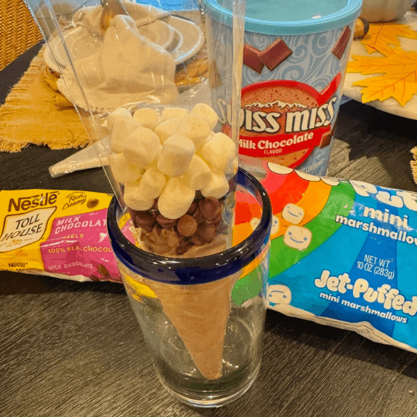 Mini marshmallows on top of the chocolate chip and cocoa layers