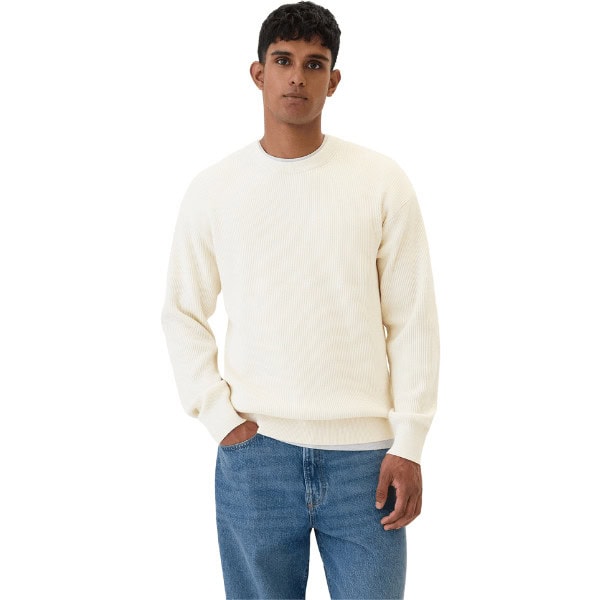 Oversized Fisherman-Stitch Crewneck Sweater