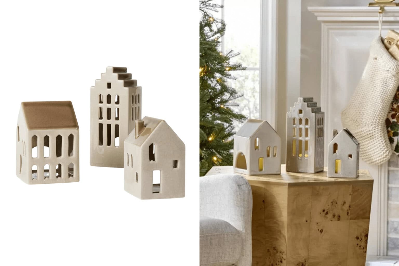 Set of 3 Ceramic House LED Tea Light Candle Holder - Christmas Mantle Decor From Target's Popular Designers, Starting at Only $5