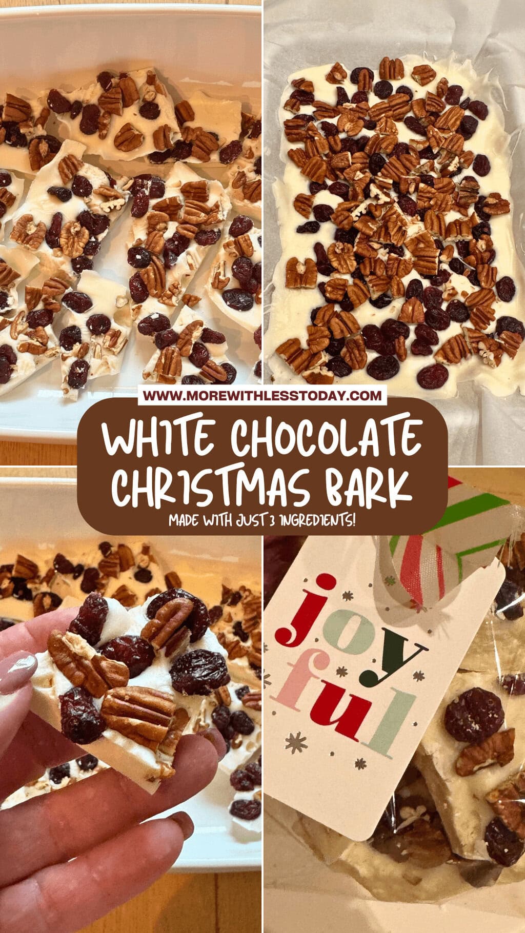 White Chocolate Christmas Bark with Only 3 Ingredients - PIN