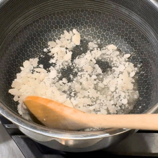 White sugar on a pan