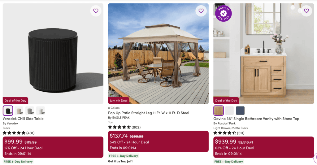 Deals of the Day - Wayfair Closeuout Deals