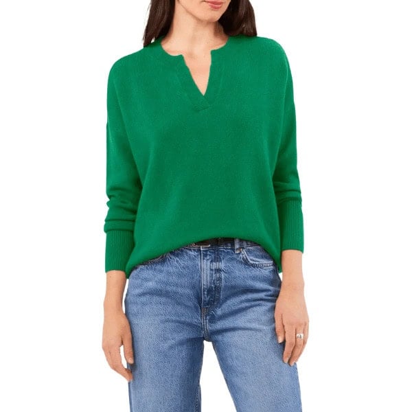 Drop Shoulder V-Neck Sweater