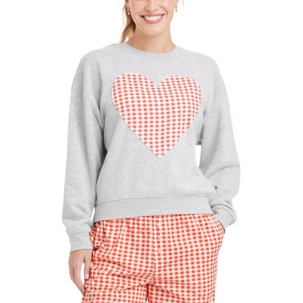 Gingham Heart Graphic Sweatshirt