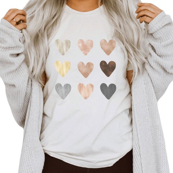 Pastel Hearts Graphic Tee - Cute Valentine's Day Sweaters and Tees