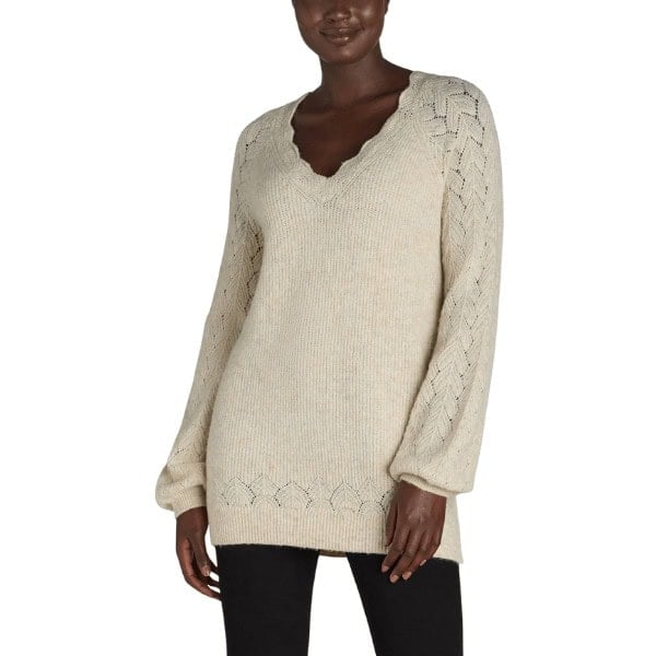Pointelle V-Neck Sweater