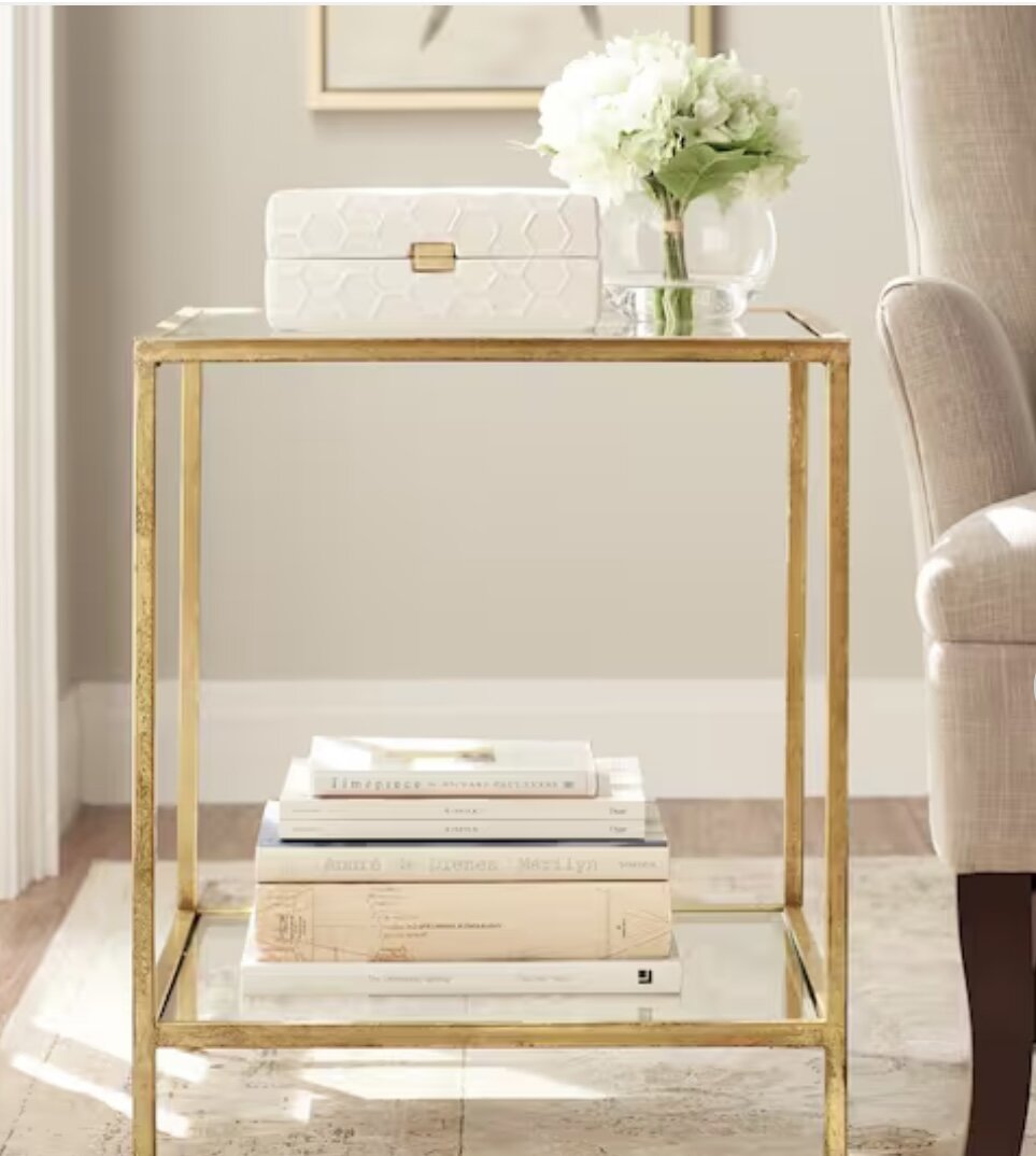 gold and glass accent table Home Depot
