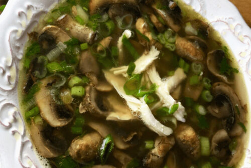 Closeup of Easy Chicken Marsala Soup
