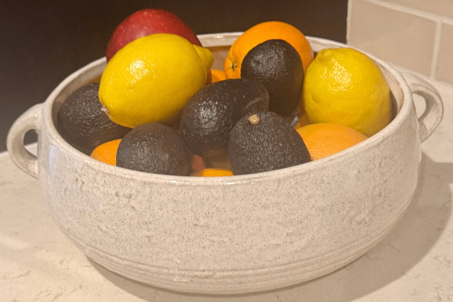 Glazed Ceramic Bowl with Handles Cream