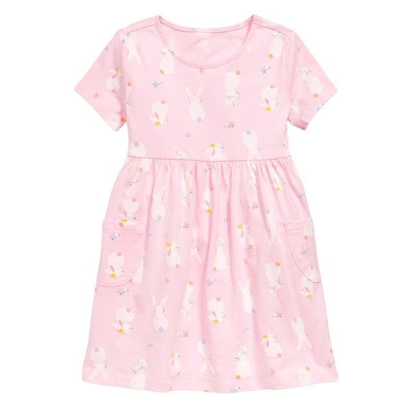 Jersey-Knit Short-Sleeve Dress