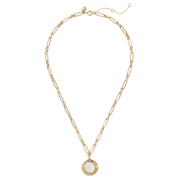 Modern Mother Of Pearl Circle Pendant Necklace