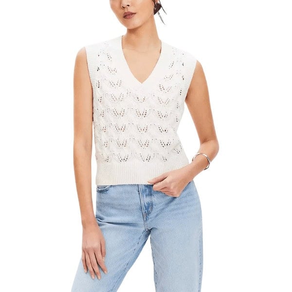 Pointelle V-Neck Sweater Vest