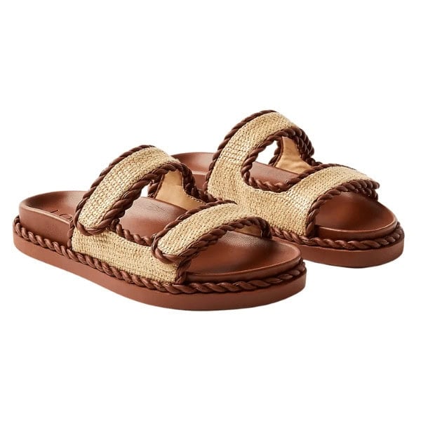 Straw Double Buckle Molded Sandals