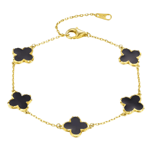14K Gold Plated Sterling Silver Clover Chain Bracelet