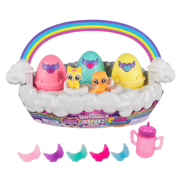 Alive, Neon Rainbow Spring Basket with 5 Figures