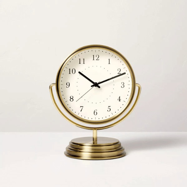 Brass Analog Circular Pedestal Table Clock - Target Prices, Vintage Charm