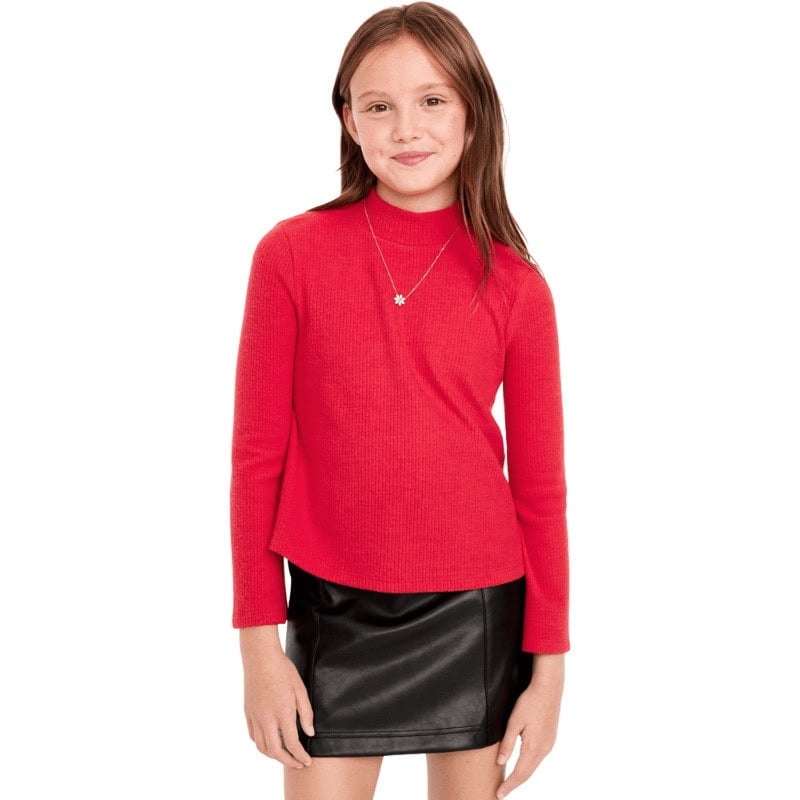 Cozy Mock-Neck Bell-Sleeve Ribbed Top