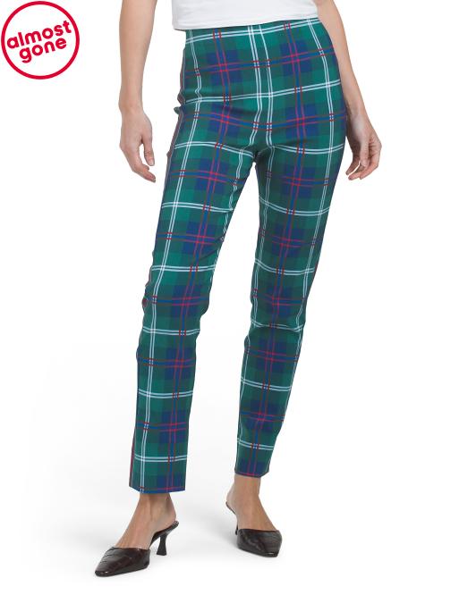 GRETCHEN SCOTT Gripe Less Middleton Plaid Pull On Pants