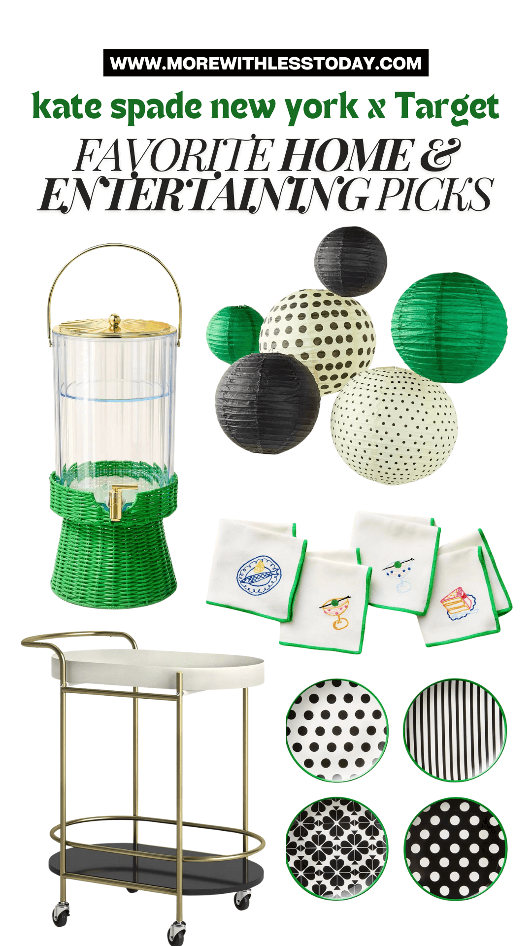 a collage of home and entertaining items from the Target x Kate Spade New Youk collab