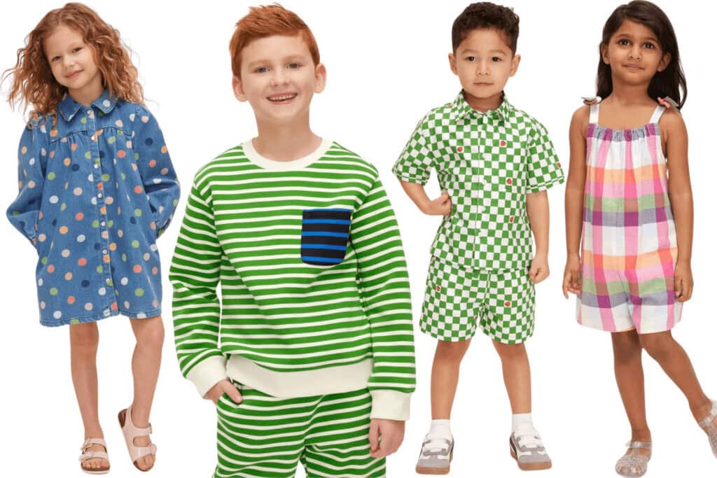 a collage of favorite kids' clothing from the Target x Kate Spade New York collab