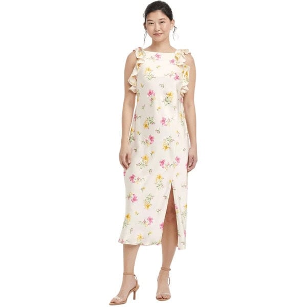 Ruffle Sleeve Satin Maxi Dress
