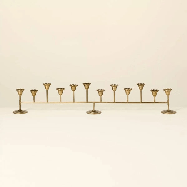 Scalloped Brass Taper Candelabra Antique Finish