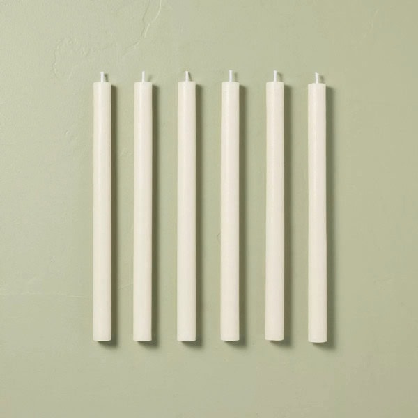 Set of 6 Taper Candle Cream