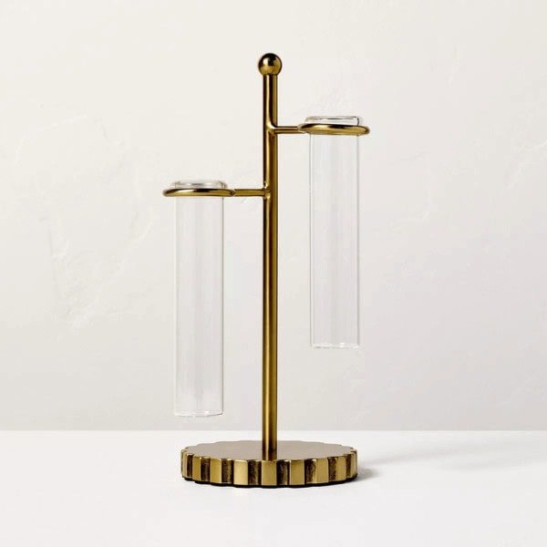 Test Tube Brass Industrial Glass Vase