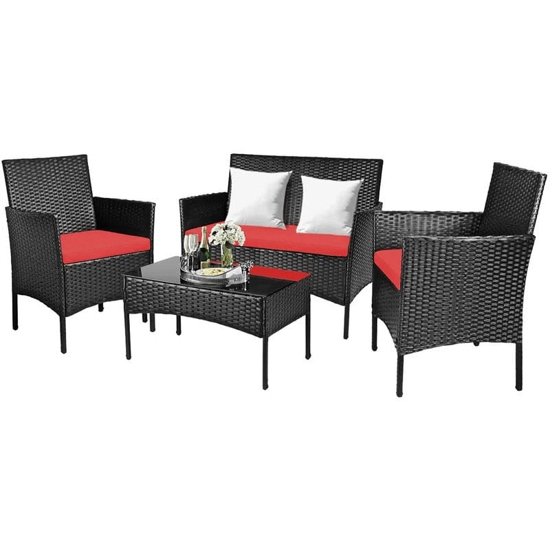 Alifa 4-Piece Rattan Sofa Seating Group with Cushions
