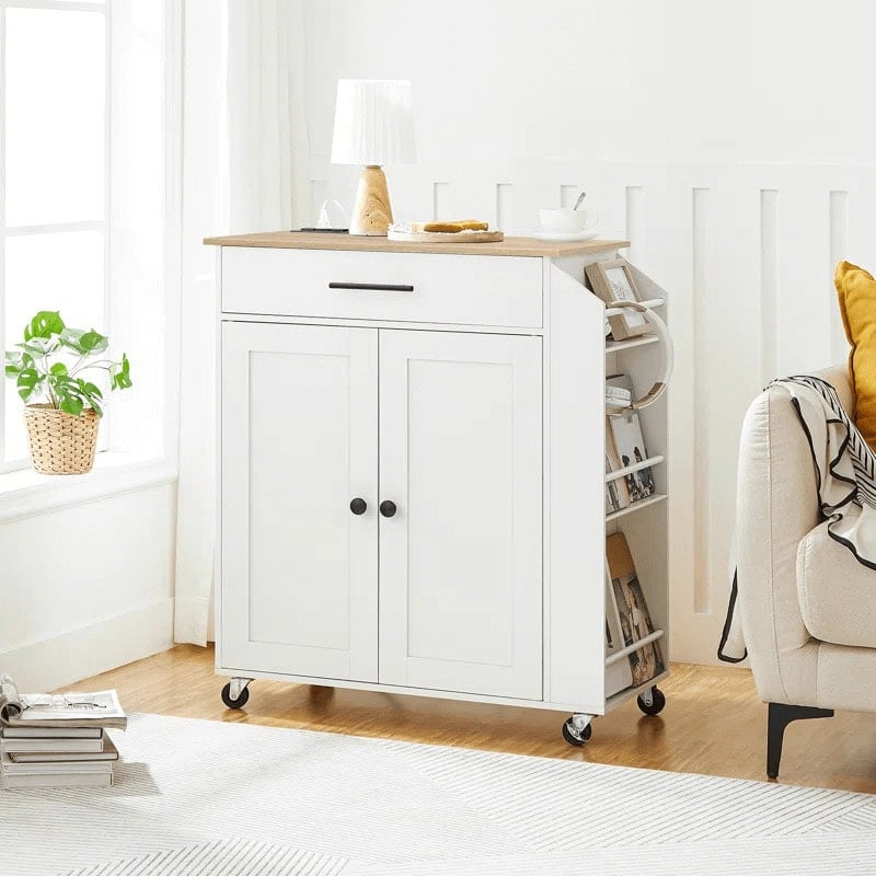 Aquisha Rolling Kitchen Island with Power Outlet