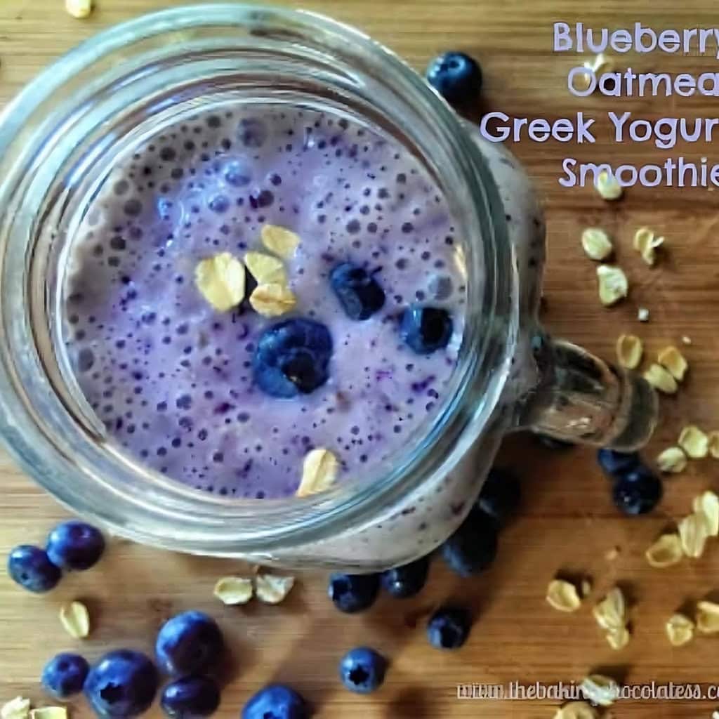 Blueberry Oatmeal Protein Smoothie Greek Yogurt