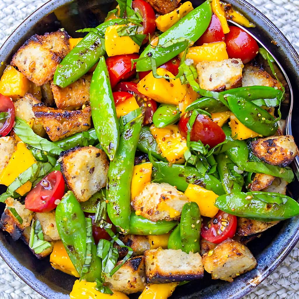 Bread Salad With Charred Snap Peas