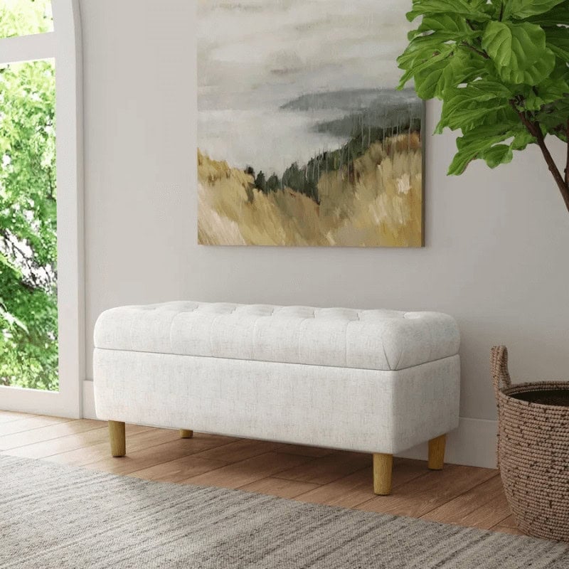 Button Tufted Storage Bench